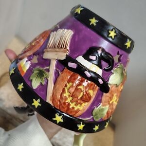 Yankee Candle GLOW IN THE DARK Halloween Pumpkin Witch Hat Ceramic SHADE